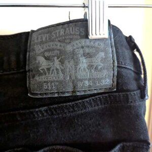 Levi's 511 Black Straight Leg Slim Fit Jeans Denim Men's Size 34x32 Waterless